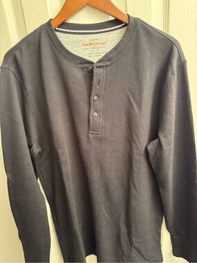 Weatherproof Black Long-Sleeve Henley Shirt
